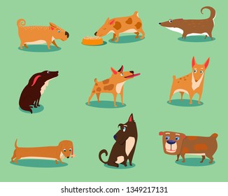 dogs set, funny, vector illustration