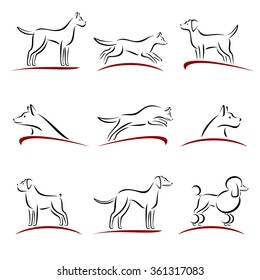 Hunde werden gestellt. Vektorgrafik