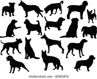 dogs silhouette collection - vector