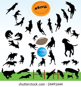 dogs silhouette part 1 of 3:happy dog's play svg