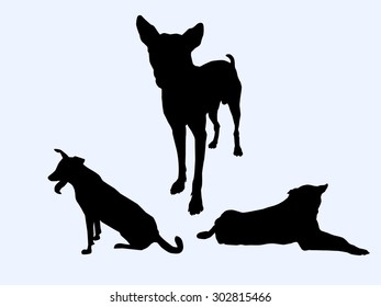 Juego de siluetas de perros