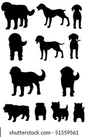 Dogs silhouette set