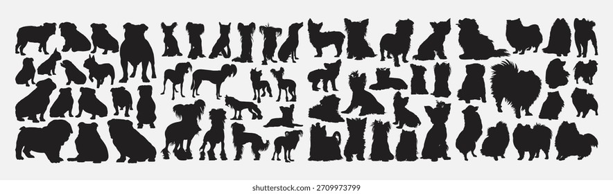 dogs silhouette set  vector illustration