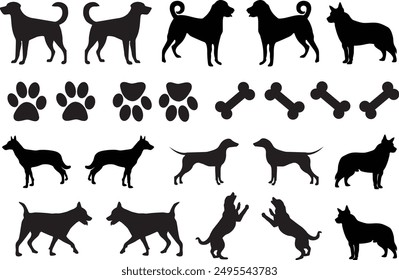 Dogs silhouette vector art illustration black silhouette dog.