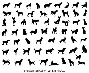 Dogs silhouette vector art white background
