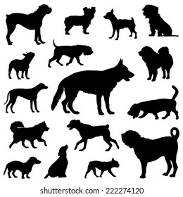 Dogs silhouettes, Vector Set of dogs silhouette