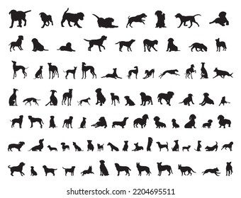 Dogs silhouettes,Dog collection, Dog silhouette