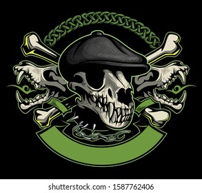 skull flat cap