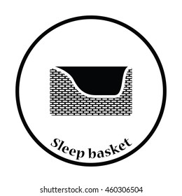 Dogs sleep basket icon. Thin circle design. Vector illustration.