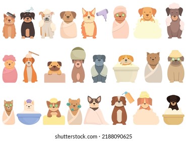 Dogs Spa Icons Set Cartoon Vector Stock Vector (Royalty Free ...