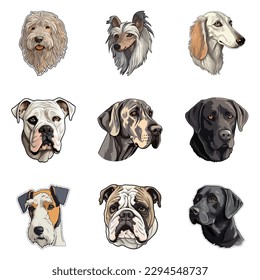 Perros Pegatinas Icono Plano Aislado En Fondo Blanco