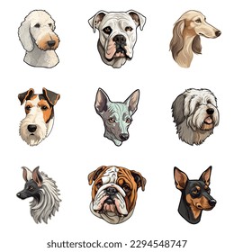Perros Pegatinas Icono Plano Aislado En Fondo Blanco