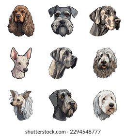 Perros Pegatinas Icono Plano Aislado En Fondo Blanco