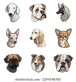 Perros Pegatinas Icono Plano Aislado En Fondo Blanco