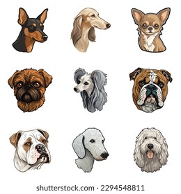 Perros Pegatinas Icono Plano Aislado En Fondo Blanco