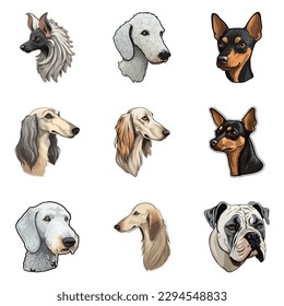 Perros Pegatinas Icono Plano Aislado En Fondo Blanco
