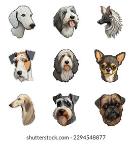 Perros Pegatinas Icono Plano Aislado En Fondo Blanco