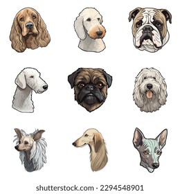 Perros Pegatinas Icono Plano Aislado En Fondo Blanco