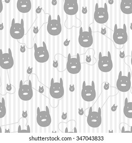 Dogs and strips. Hand drawn seamless texture. Ukraine