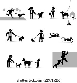 Dogs with their masters in different (comic) situations