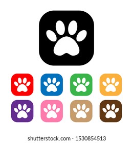 The dog's track in the square. set cat and dog paw print inside square