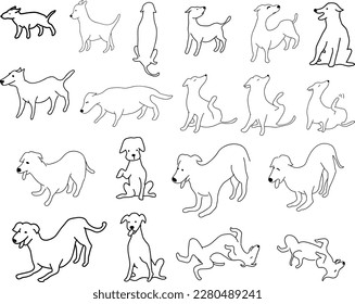 dogs in various poses : drawing