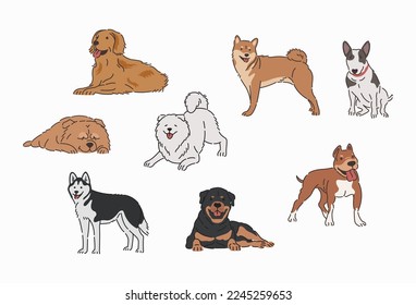 Dogs vector in flat design