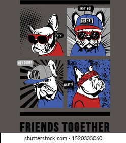 dogs vector graphic friends together