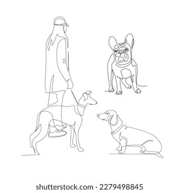 Dogs vector illustration drawn in line art style