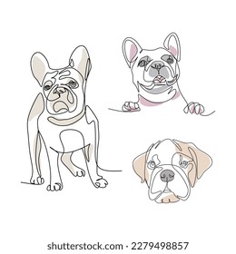 Dogs vector illustration drawn in line art style