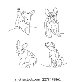 Dogs vector illustration drawn in line art style