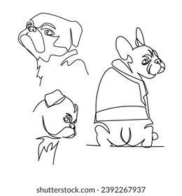 Dogs vector illustration drawn in line art style