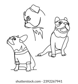 Dogs vector illustration drawn in line art style