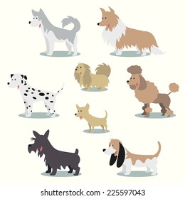 Dogs vector illustration set collection