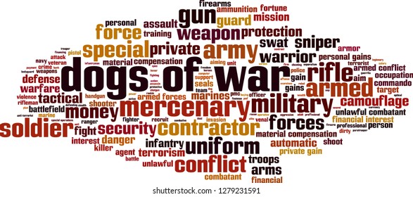 Dogs of war word cloud concept. Vector illustration