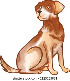 Dogs Watercolor Isolated on White Background.