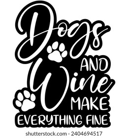 los perros y el vino hacen de todo un buen gráfico vectorial negro y archivo de corte