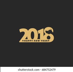 Dogs year icon, happy new year 2018, black background, vector illustration