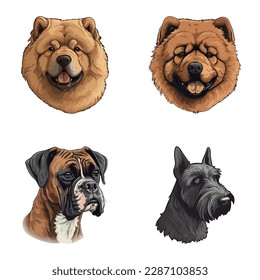 Dogs2 Flat Icon Set Isolated On White Background