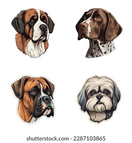 Dogs2 Flat Icon Set Isolated On White Background