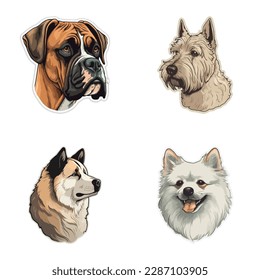 Dogs2 Flat Icon Set Isolated On White Background