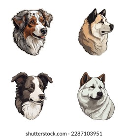 Dogs2 Flat Icon Set Isolated On White Background