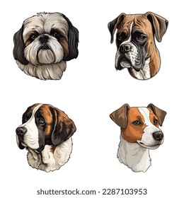 Perros2 Icono Plano Aislado En Fondo Blanco