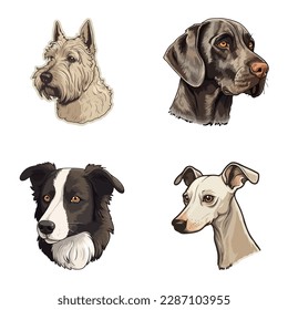 Dogs2 Flat Icon Set Isolated On White Background