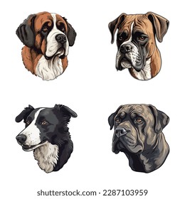 Dogs2 Flat Icon Set Isolated On White Background