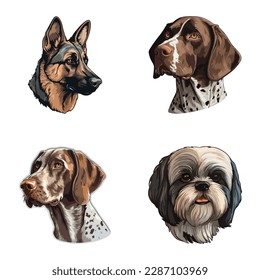 Dogs2 Flat Icon Set Isolated On White Background