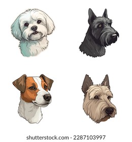 Dogs2 Flat Icon Set Isolated On White Background