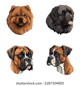 Dogs2 Flat Icon Set Isolated On White Background