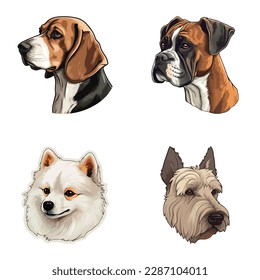 Hunde2 flaches Symbol einzeln auf weißem Hintergrund