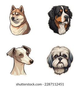 Dogs2 Flat Icon Set Isolated On White Background